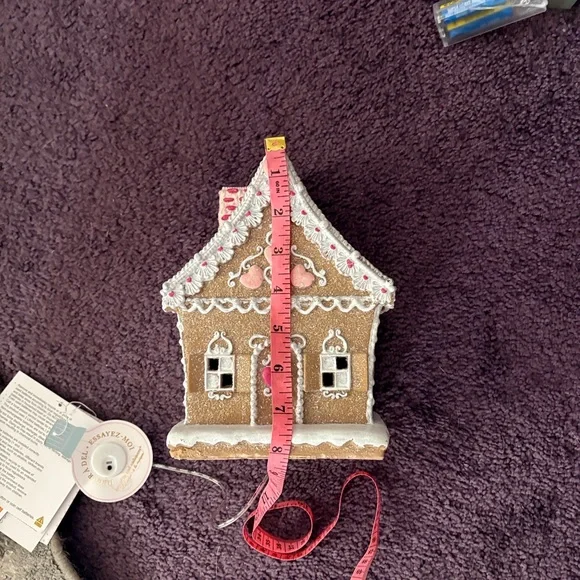 NWT-Gingerbread House Holiday Decoration - Brown and Pink - Picture 11 of 16